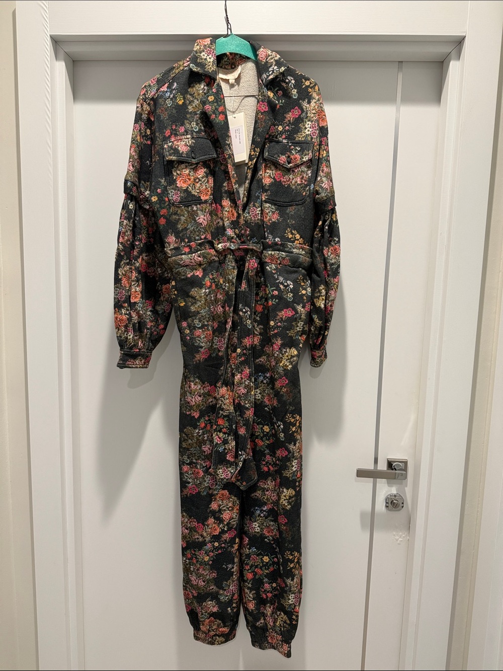 Rococo Sand Black Floral Utility Jumpsuit